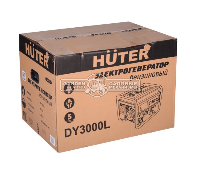 Бензиновый генератор Huter DY3000L (PRC, Huter 163 см3, 230 В, 2,5 кВт, 12 л, 39.6 кг)