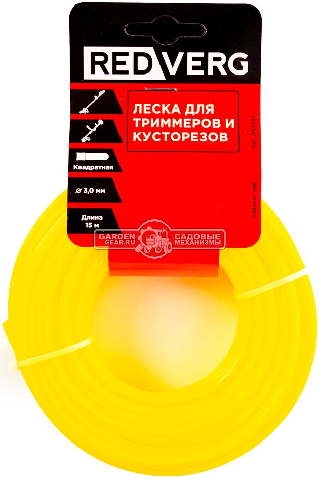 Леска Redverg 3.0 мм, квадратная, 15 м.