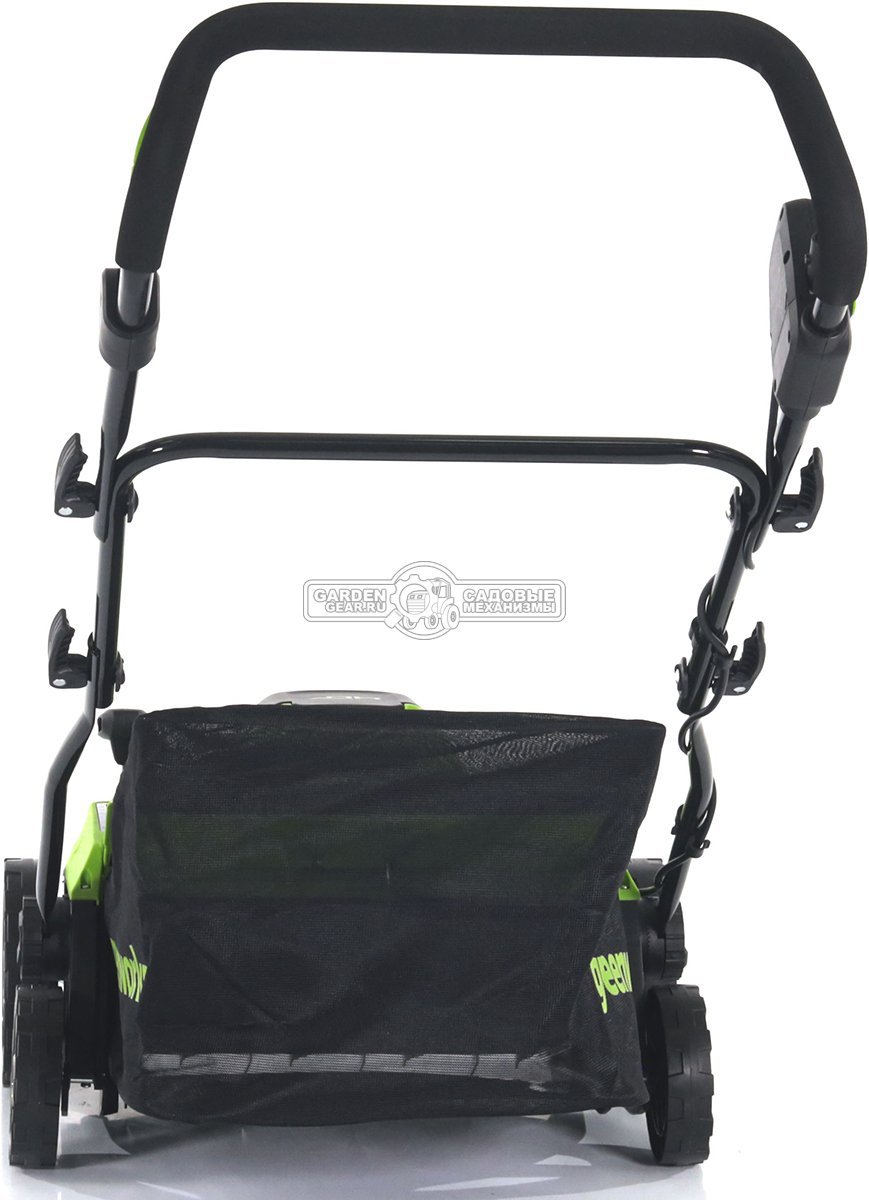 Вертикуттер - аэратор аккумуляторный GreenWorks GD40SC38IIK4 с АКБ 4 А/ч и ЗУ (PRC, BL 40В, 38 см, пружины + ножи, 45 л, 12 кг)