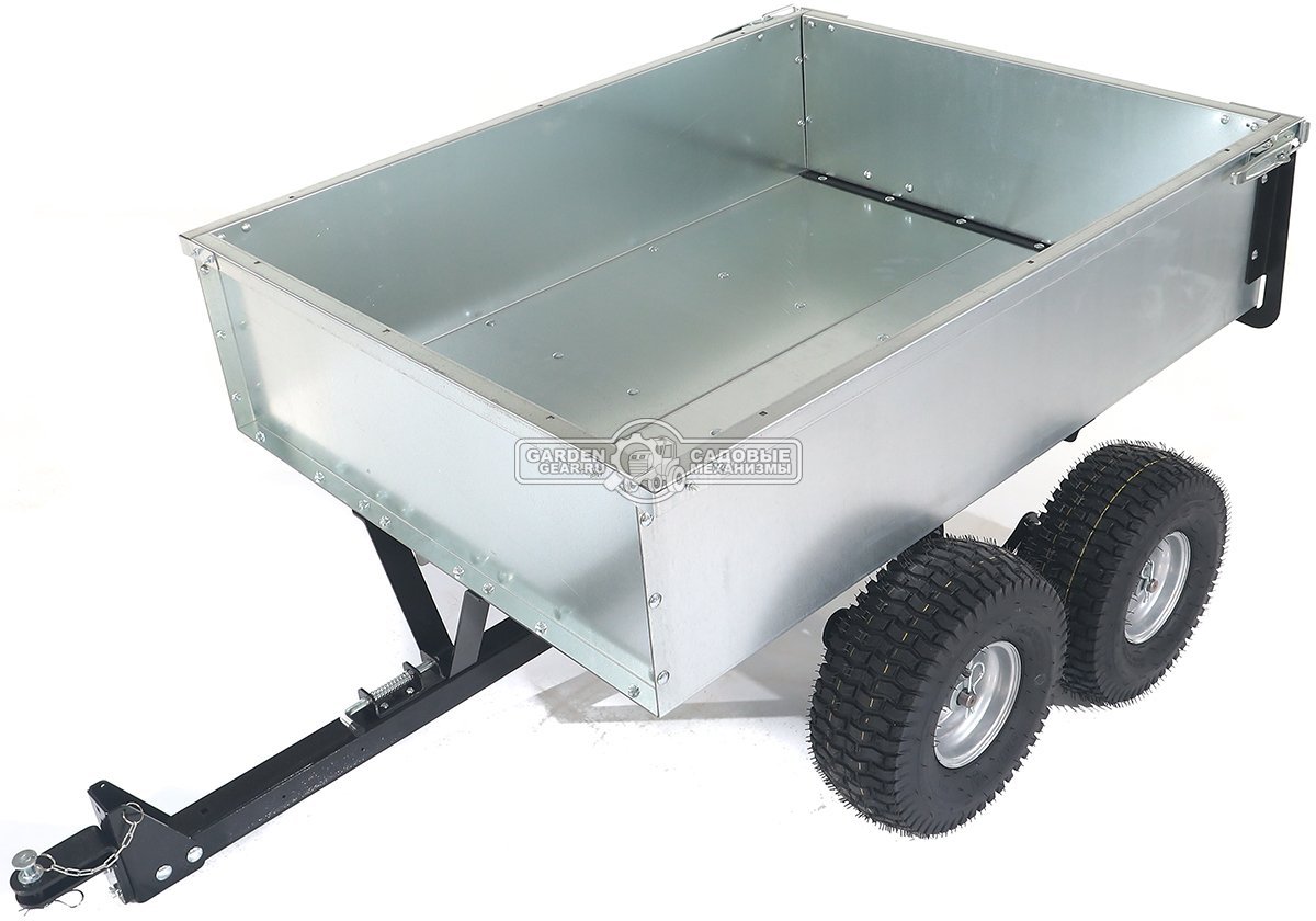 Тележка - прицеп ZimAni GT410x4 Stainless steel 500 4WD для садовых тракторов, с механизмом опрокидывания (4 колеса, оцинкованной сталь, 500 кг)