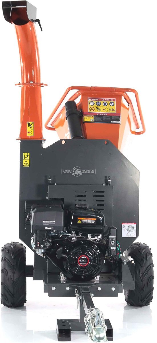 Измельчитель веток ZimAni LS 150 DP (PRC, Loncin 420 куб.см., 15 л.с., с эл. старт, дисковый, ветки до 100 мм, одноосный прицеп, 285 кг)