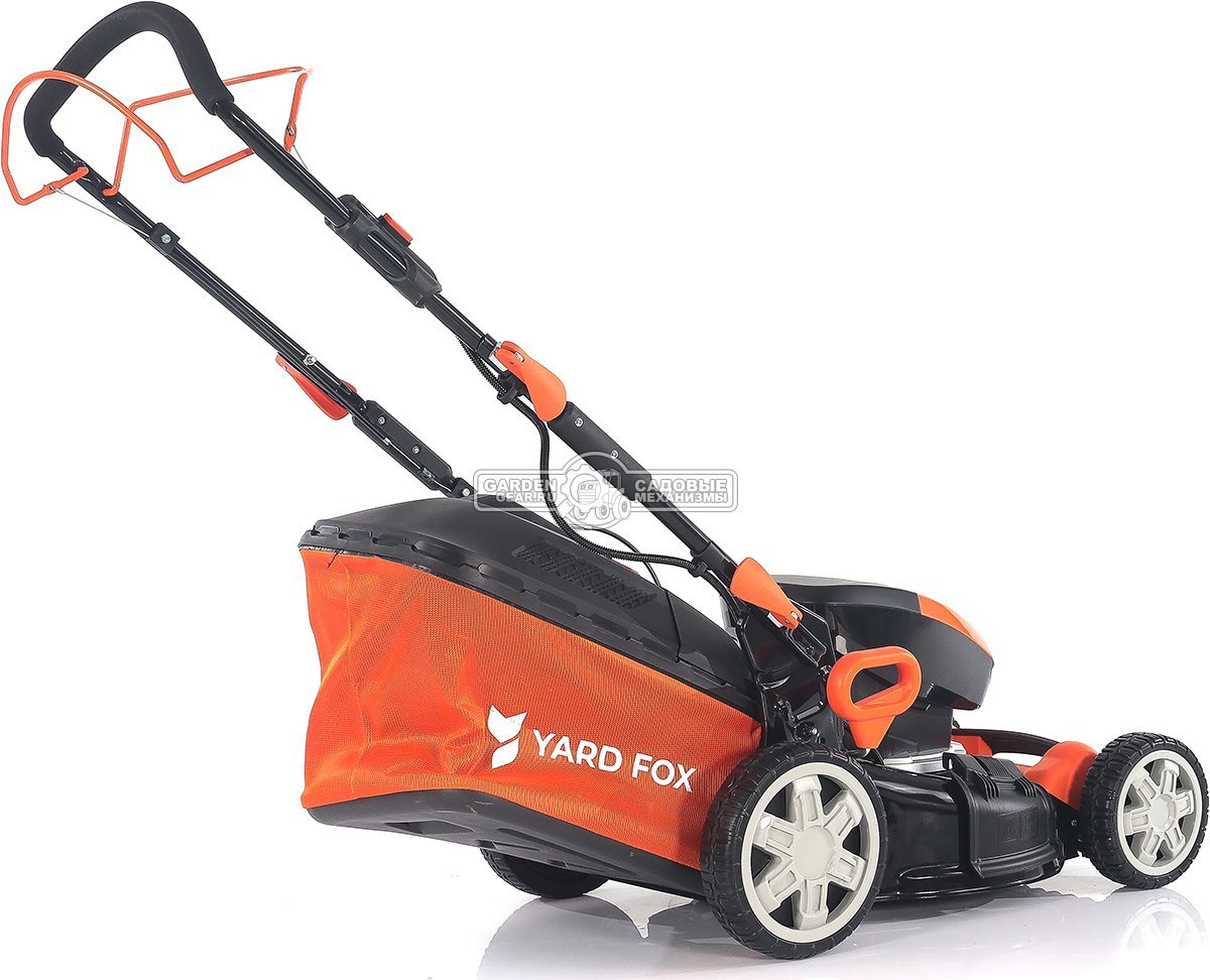 Газонокосилка аккумуляторная самоходная Yard Fox EL4655B SET с АКБ 4.0 А/ч и ЗУ (PRC, BL 60В, 46 см, сталь, 3 в 1, 55 л, 25 кг)