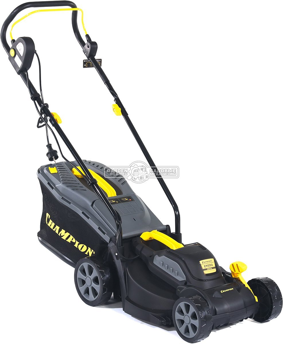 Газонокосилка электрическая Champion EM3312 (PRC, 1200 Вт, 33 см, пластик, 30 л, 9.3 кг)