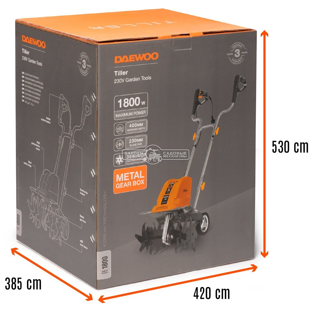 Культиватор электрический Daewoo TE 1800 (PRC, 1800 Вт., 40 см., 11,2 кг.)