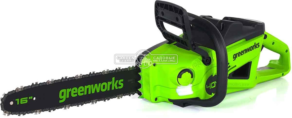 Пила аккумуляторная цепная GreenWorks GD40CS20X 16" c АКБ 4 А/ч и ЗУ (PRC, BL 40В, 3/8"-1.1-56E, 4.2 кг)