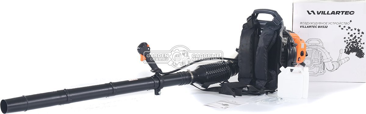 Воздуходувка бензиновая ранцевая Villartec BX532 (PRC, 52.8 см3, 1.9 кВт/2.53 л.с., 1450 м3/ч, 78 м/с, 9.4 кг)