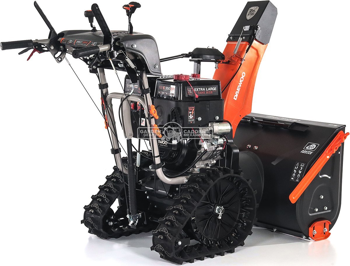 Снегоуборщик Daewoo DAST 430 (EFI) гусеничный (PRC, 76 см, Daewoo WXE 350 EFI, 310 см3, запуск от аккумулятора, фара, гусеницы Arctic track, 125 кг.)
