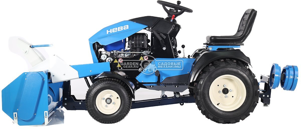 Садовый трактор Нева MT1-ZS с роторным снегоуборщиком и рамой-противовесом (дека - опция)