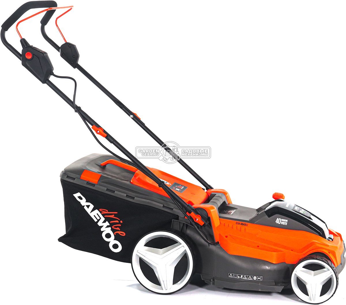 Газонокосилка аккумуляторная Daewoo DLM 4042Li SET с 2 АКБ 5 А/ч и ЗУ (PRC, 40 см, BL 2x21В, пластик, мульчирование, 50 л, 13.2 кг)