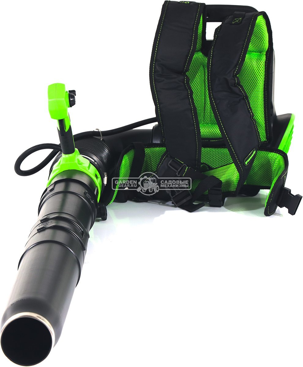 Воздуходувка аккумуляторная ранцевая GreenWorks АGD40BPG2 с АКБ 4 А/ч и ЗУ (PRC, BL 40В, 281 км/ч, 20 м3\мин, Turbo режим)