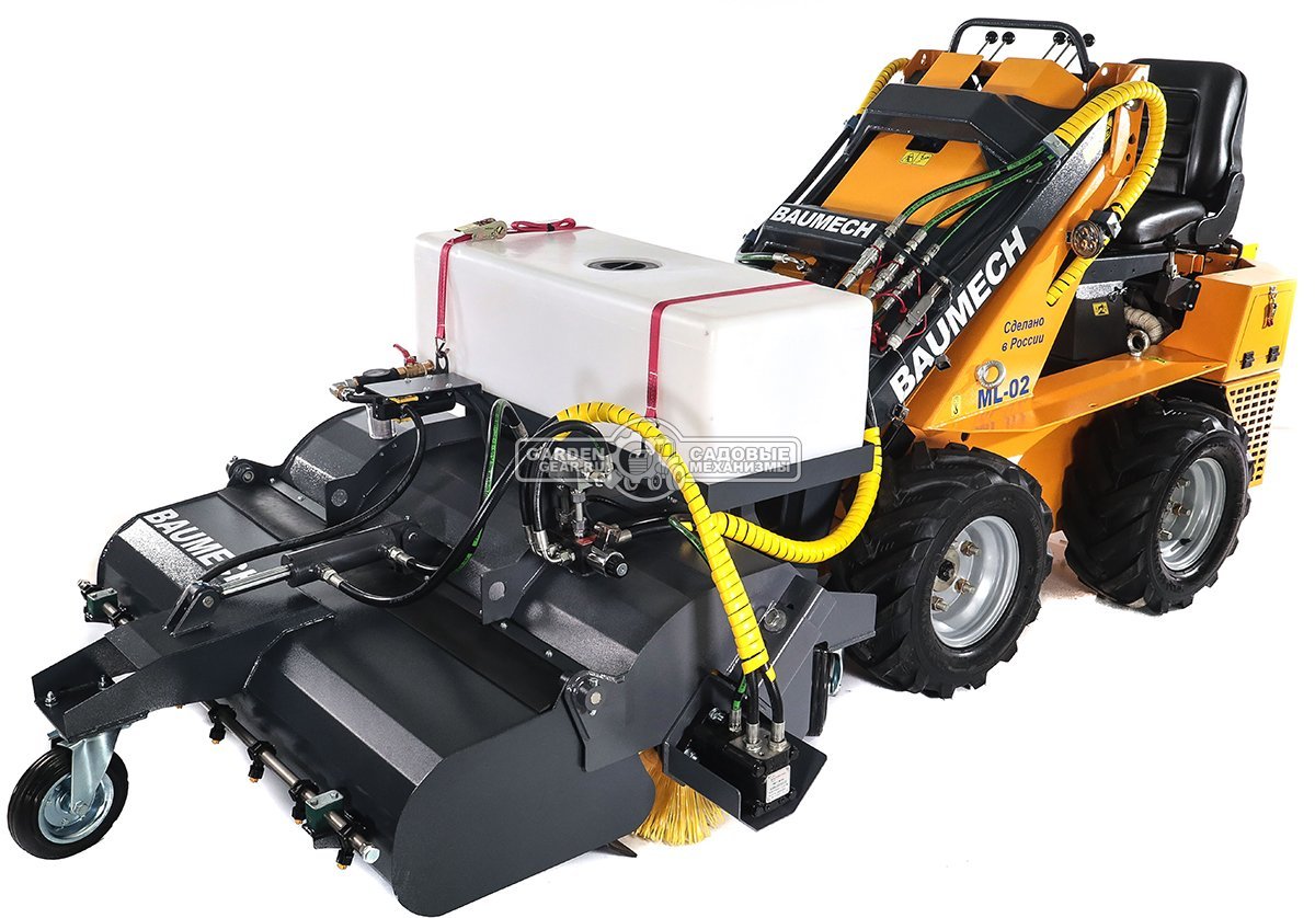 Щетка бункерная Baumech с системой орошения ширина 110 см., объем бункера 100 л., выгрузка гидравлическая, диаметр 400 мм., 180 кг.