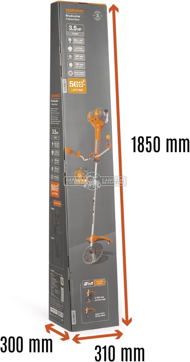 Бензокоса Daewoo DABC 620 Pro Industrial (PRC, 58.2 куб.см., 2.6 кВт/3.5 л.с., леска 3.0 мм + диск 305 мм, T-рукоятка, Easy Start, 10.2 кг)
