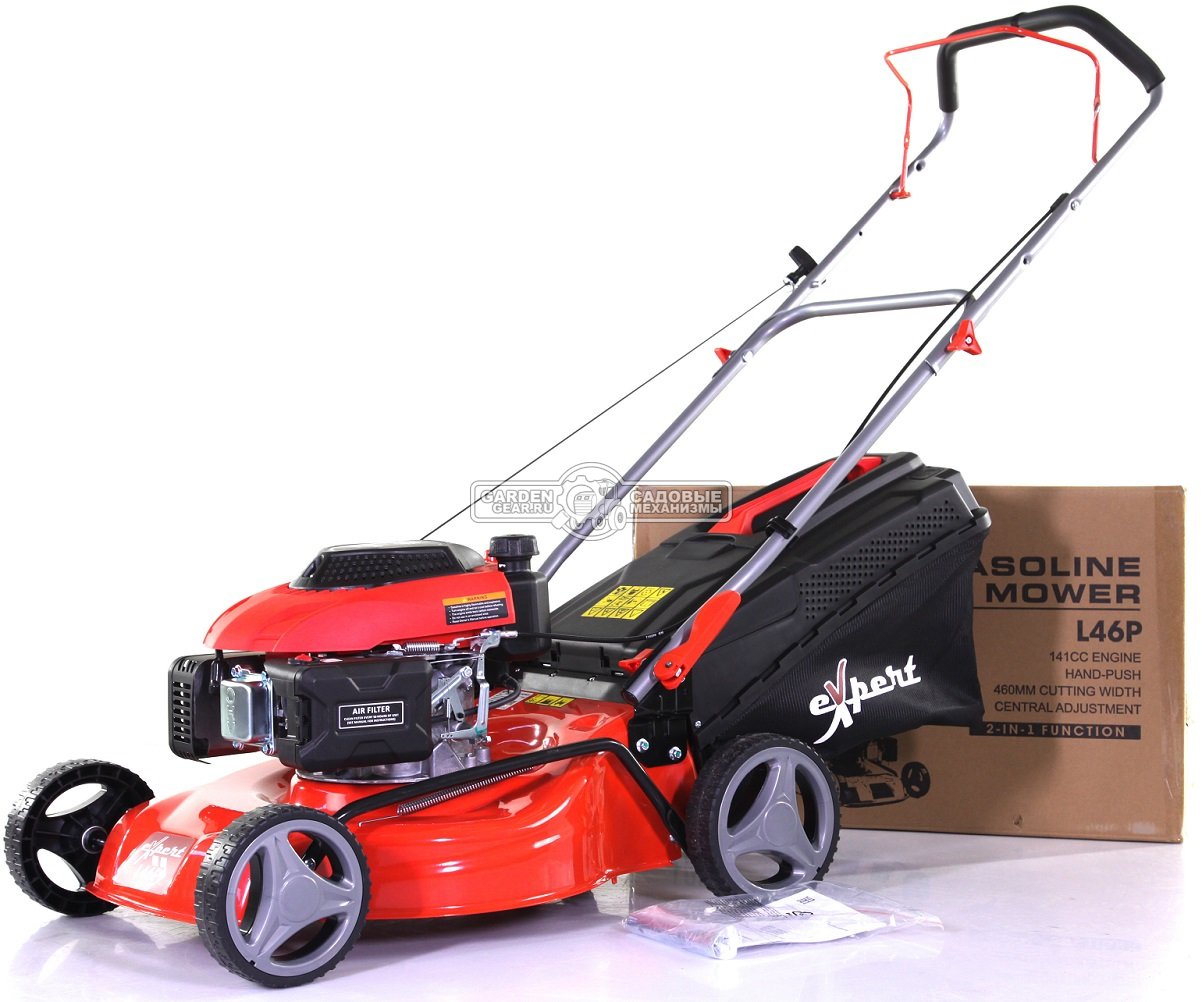 Газонокосилка бензиновая несамоходная Expert-bis L46P (PRC, 46 см, Ducar, 141 см3, сталь, 55 л, 30 кг)