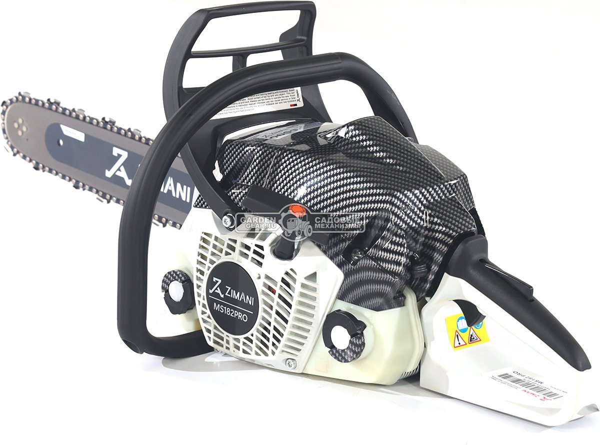 Бензопила ZimAni MS 182 Pro 16" (PRC, 35.8 куб.см., 1.6 кВт/2.2 л.с., 3/8", 1.3 мм, 55E, корпус Carbon Fiber, Walbro Carburetor, 4.6 кг)