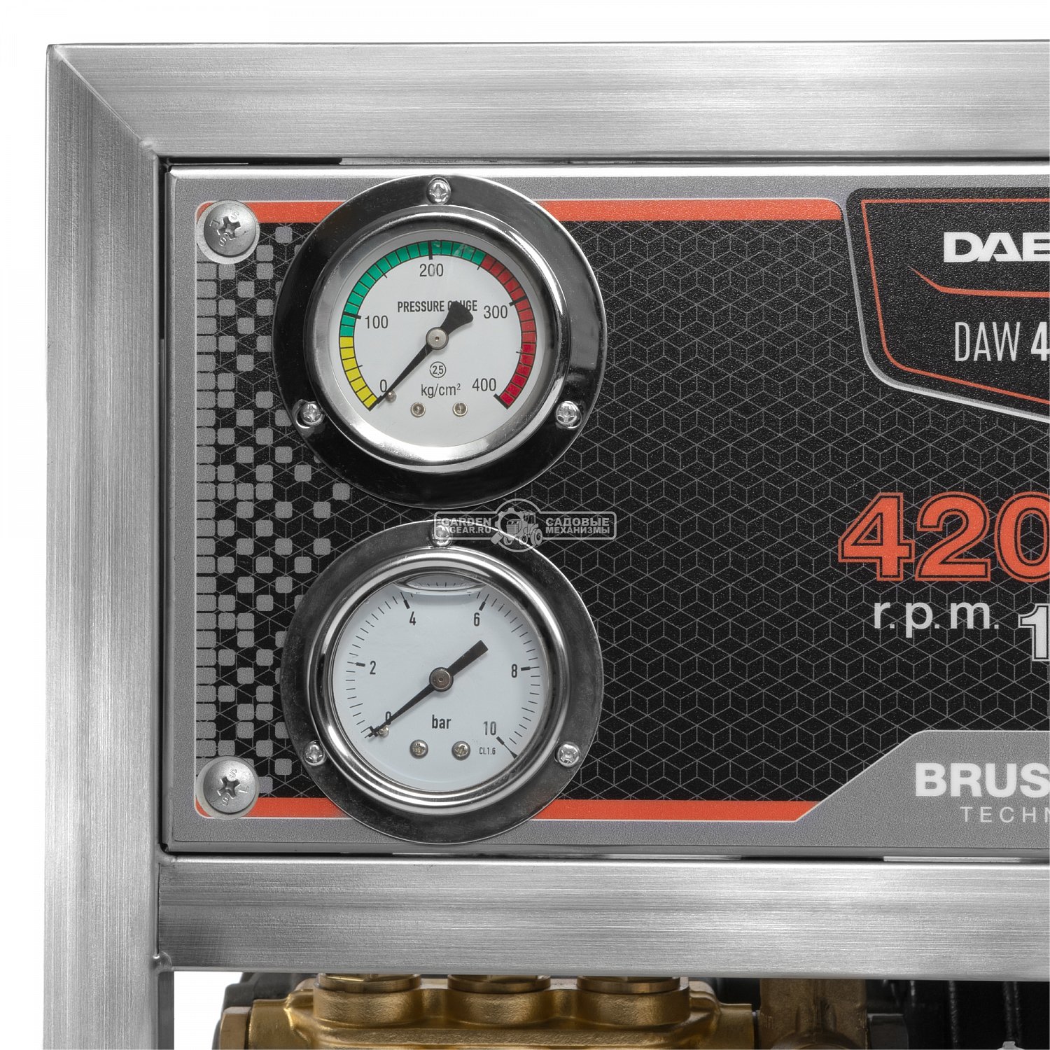 Мойка высокого давления Daewoo DAW 4000 S-3 (PRC, 4200 Вт, 200 бар, 960 л/час, бесщеточный мотор, шланг 10 м., латунная помпа, металл. рама, 59,5 кг)