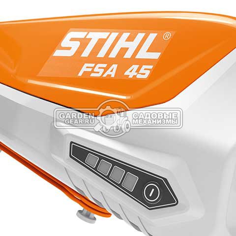 Триммер аккумуляторный Stihl FSA 45 (PRC, 18В, PolyCut 2-2 пластик ножи, АКБ встроенный, поворотная косильная головка, 2,3 кг.)