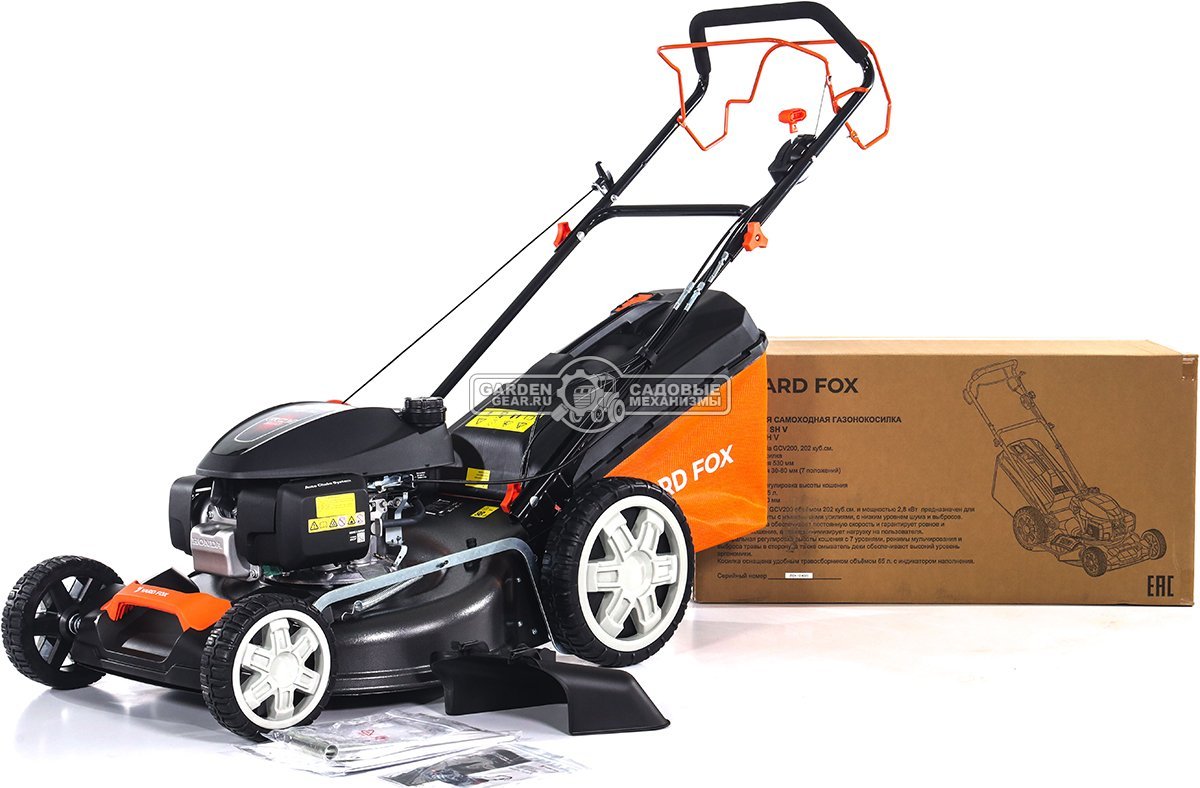 Газонокосилка бензиновая Yard Fox 53SH V (PRC, 53 см, Honda GCV200, 202 см3, вариатор, сталь, 3 в 1, 60 л, 36.8 кг)