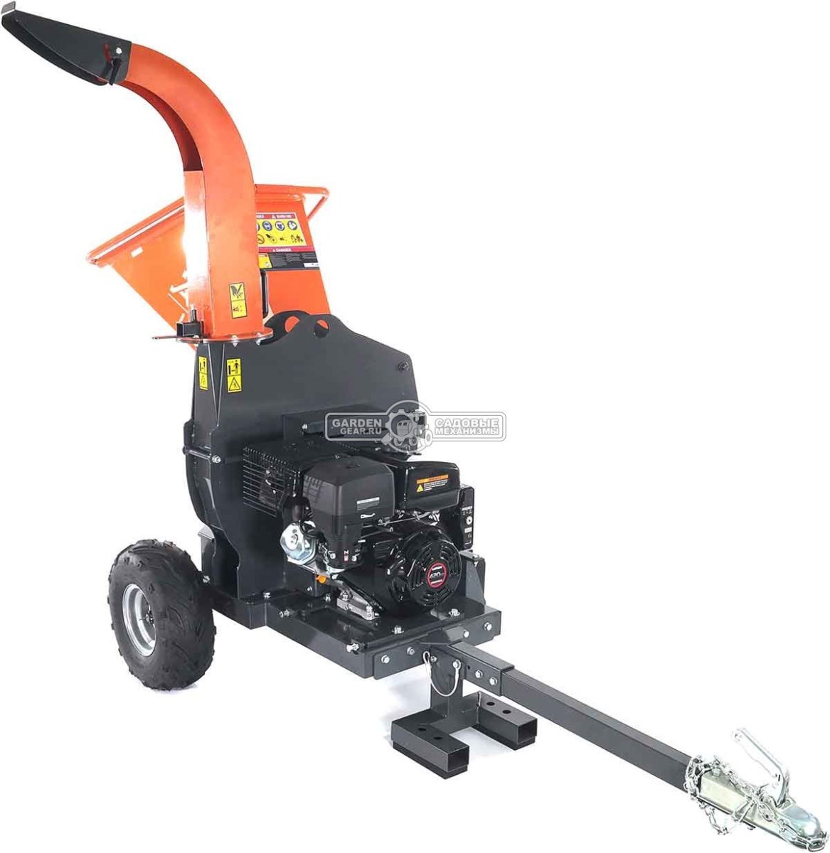Измельчитель веток ZimAni LS 150 DH (PRC, Loncin 420 куб.см., 15 л.с., с эл. старт, дисковый, ветки до 100 мм, повор. желоб, одноосный прицеп, 250 кг)