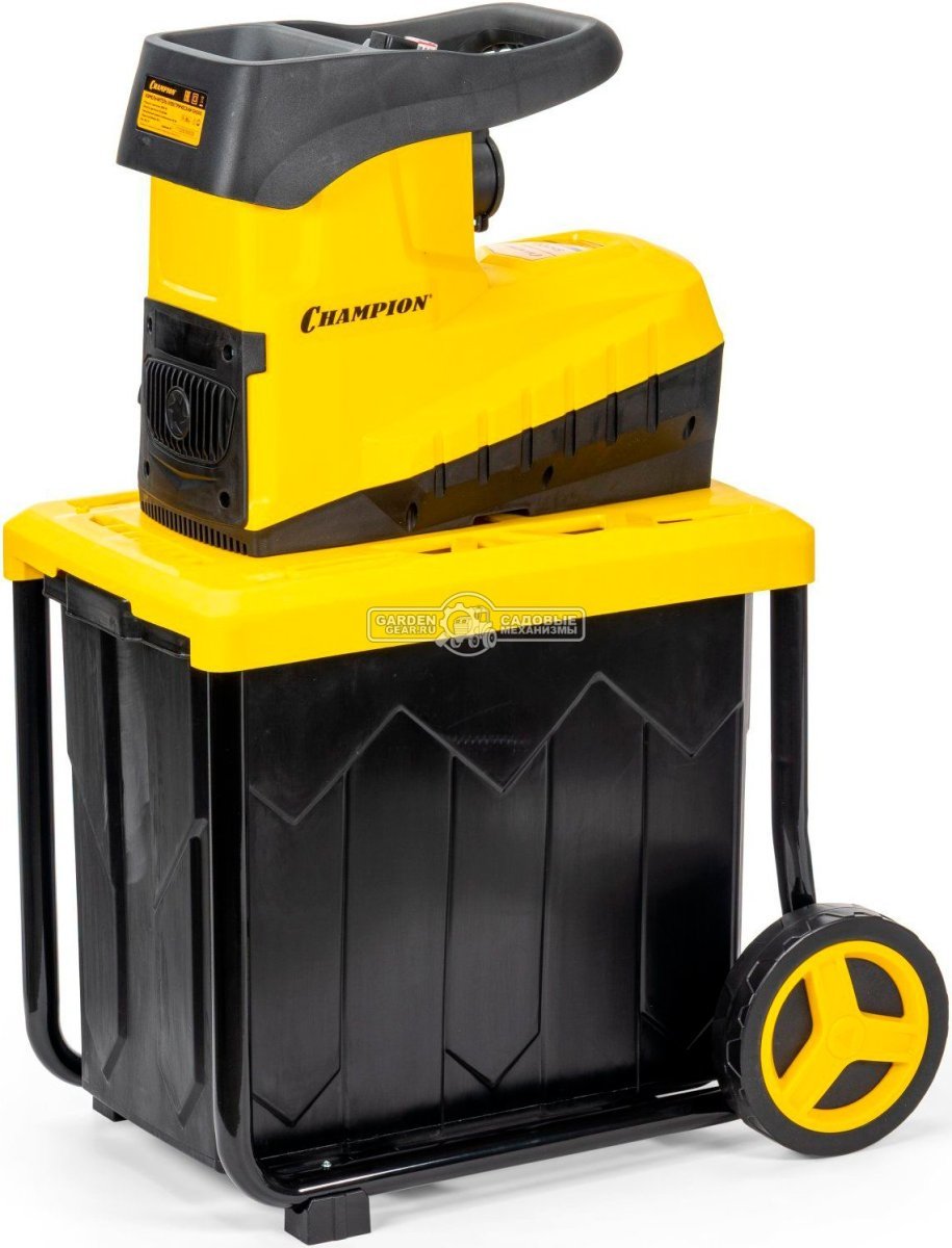 Садовый измельчитель веток электрический Champion SH300 (PRC, 3000 Вт, ветки до 45 мм, валик с ножами, 60 л, 26.5 кг)