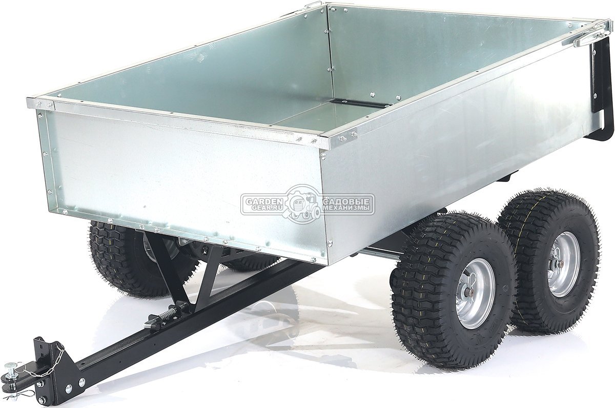 Тележка - прицеп ZimAni GT410x4 Stainless steel 500 4WD для садовых тракторов, с механизмом опрокидывания (4 колеса, оцинкованной сталь, 500 кг)