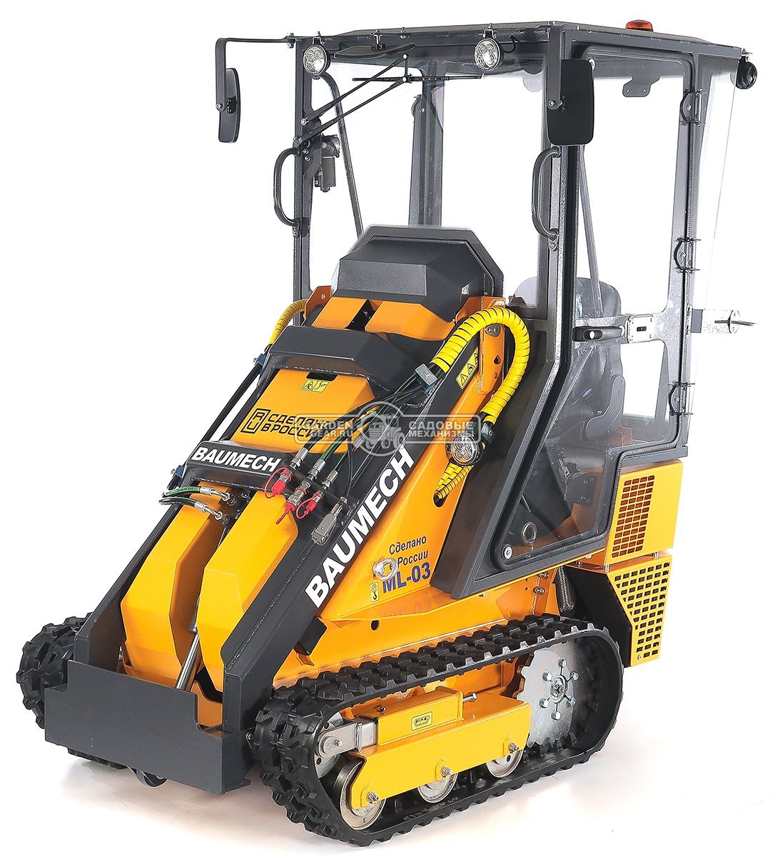 Универсальная машина мини-погрузчик Baumech ML-03 Pro с зимней кабиной с двигателем Honda GX630 V-Twin
