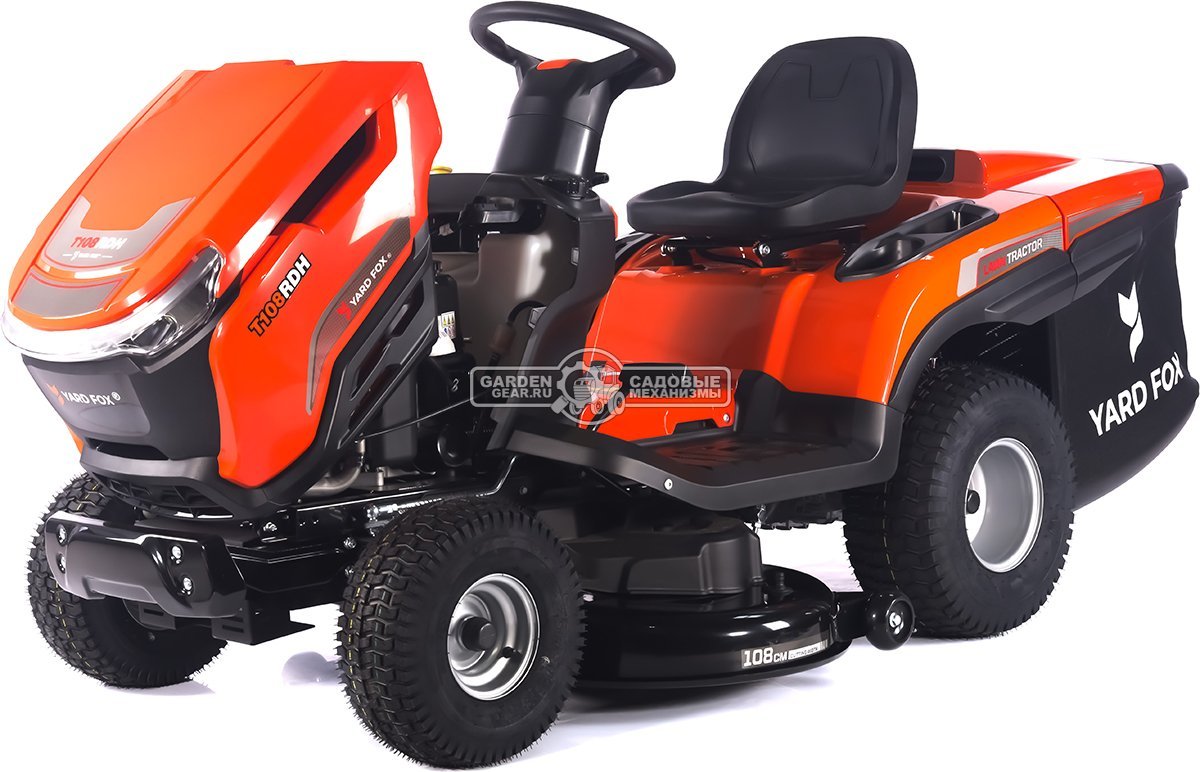 Садовый трактор Yard Fox Optima T 108 RDH (PRC, Loncin V-Twin 586 куб.см., гидростатика, травосборник 260 л, ширина кошения 108 см, 220 кг)
