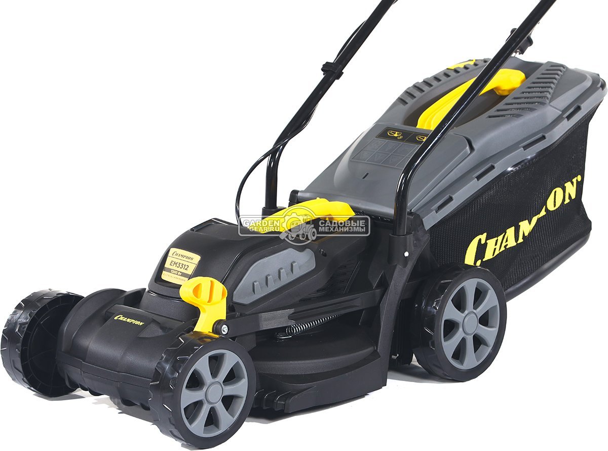 Газонокосилка электрическая Champion EM3312 (PRC, 1200 Вт, 33 см, пластик, 30 л, 9.3 кг)