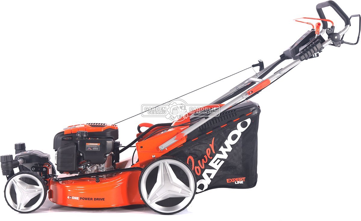 Газонокосилка бензиновая Daewoo DLM 5100SVRE с рояльными колесами и эл.запуском (PRC, 50 см, Daewoo 190 см3, вариатор, 70 л, сталь, 4 в 1, 35.4 кг)