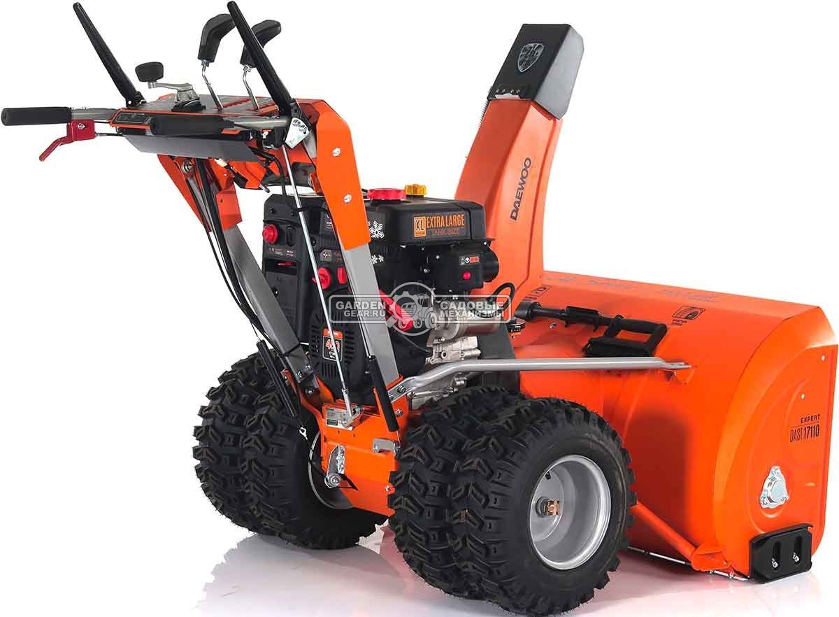 Снегоуборщик Daewoo DAST 17110 (PRC, 108 см., Daewoo, 450 куб.см., эл/стартер 220В, фара, скорости 5/2, 4 колеса, подогрев рукояток, 150 кг.)