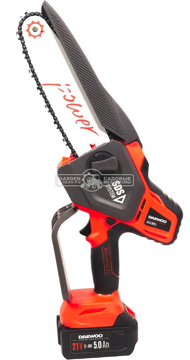 Аккумуляторный цепной сучкорез - минипила Daewoo DACS 821Li 8" SET с АКБ 4 А/ч и ЗУ (PRC, 21В, 1/4"-1.1-48E, 2.1 кг)