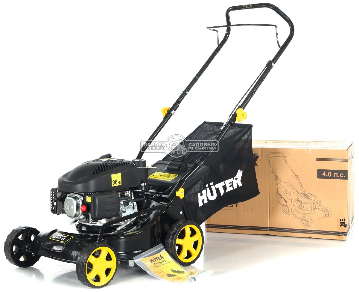 Газонокосилка бензиновая несамоходная Huter GLM-3.5 T (PRC, 42 см, Huter 3.5 л.с., сталь, 45 л, 23.7 кг)