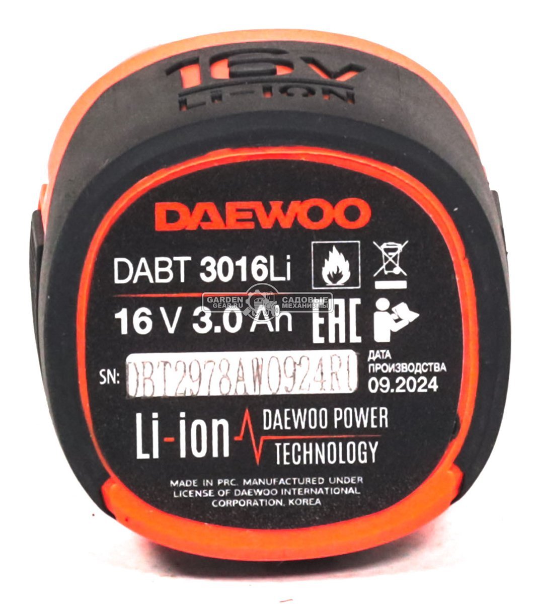 Аккумулятор Daewoo DABT 3016Li (PRC, Li-Ion, 16В, 3 А/ч, 0.3 кг)