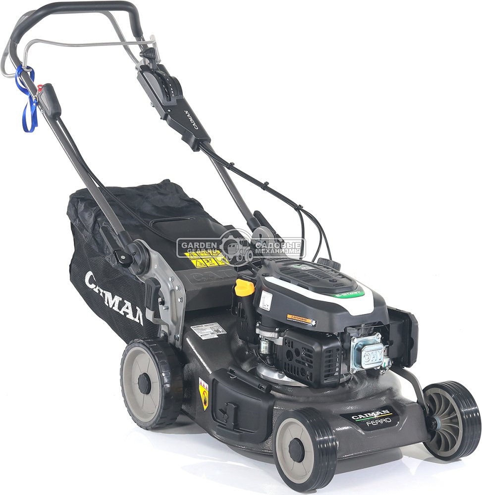 Газонокосилка бензиновая Caiman Ferro 47CVE с электрозапуском (RUS, 45 см, Caiman Green Engine, 166 см3, сталь, 4 в 1, 50 л, 40.5 кг)