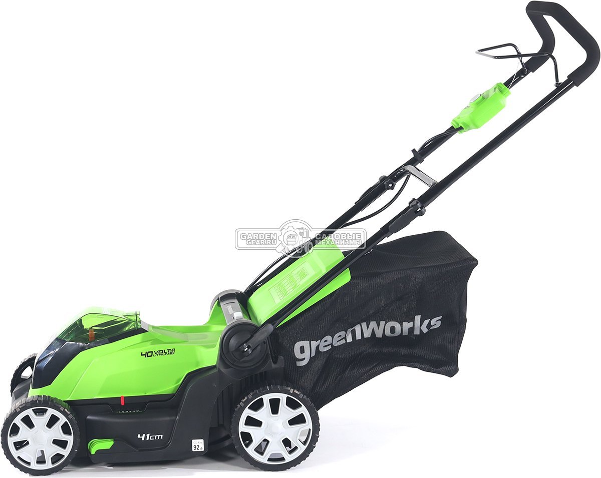 Газонокосилка аккумуляторная GreenWorks G40LM41 без АКБ и ЗУ (PRC, 40В, 41 см, пластик, мульчирование, 50 л, 18 кг, снята с производства)