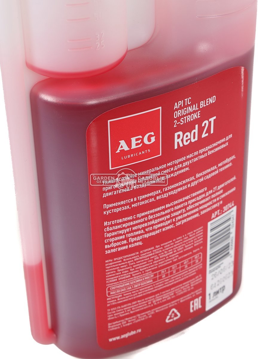 Масло 2-тактное AEG RED 2T минеральное с дозатором 1 л.
