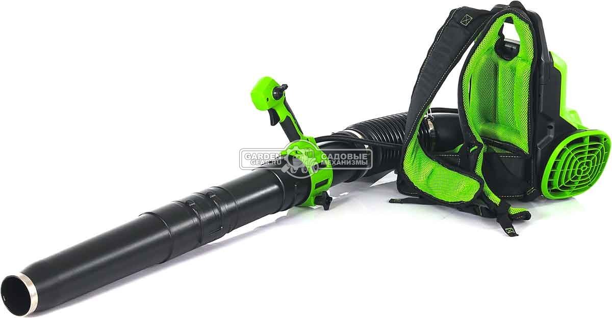 Воздуходувка аккумуляторная ранцевая GreenWorks АGD40BPG2 без АКБ и ЗУ (PRC, BL 40В, 281 км/ч, 20 м3\мин, Turbo режим)
