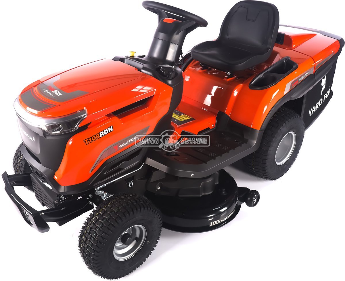 Садовый трактор Yard Fox Optima T 108 RDH (PRC, Loncin V-Twin 586 куб.см., гидростатика, травосборник 260 л, ширина кошения 108 см, 220 кг)