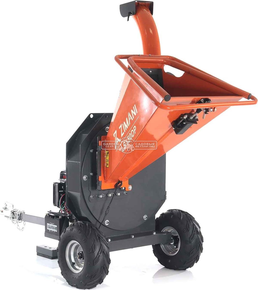 Измельчитель веток ZimAni LS 150 DP (PRC, Loncin 420 куб.см., 15 л.с., с эл. старт, дисковый, ветки до 100 мм, одноосный прицеп, 285 кг)