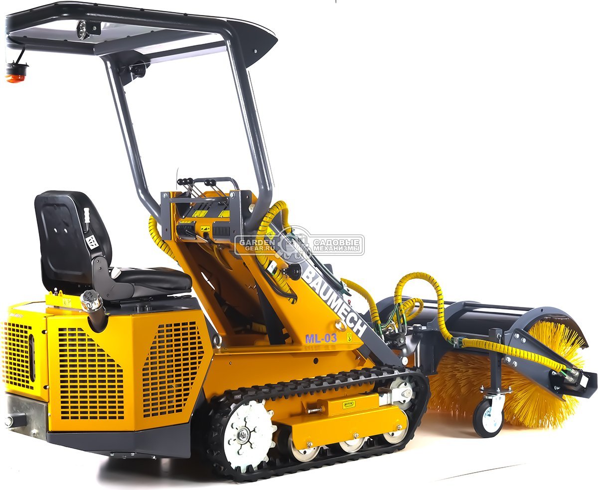 Универсальная машина мини-погрузчик Baumech ML-03 Pro + гидравлическая щётка 115 см. + каркас безопасности с двигателем Zongshen GB750 EFI инжектор