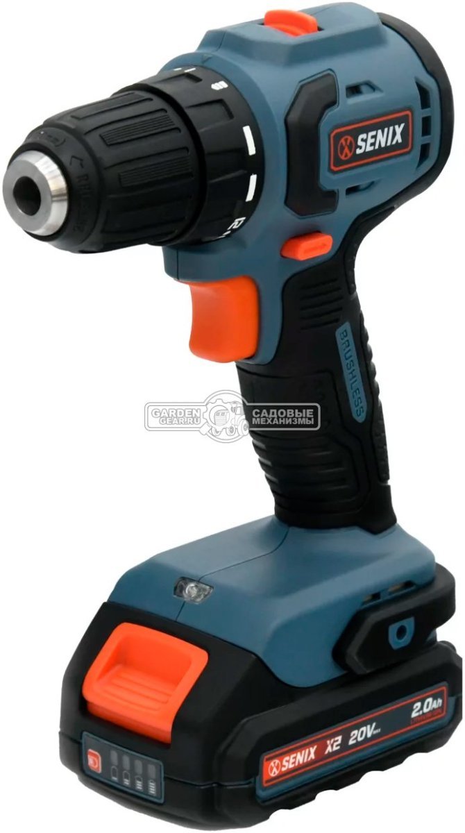 Дрель - шуруповерт аккумуляторная Senix PDDX2-M3-EU с 2 АКБ 2 А/ч и ЗУ (PRC, BL 20V, 50 Нм, 1.27 кг)