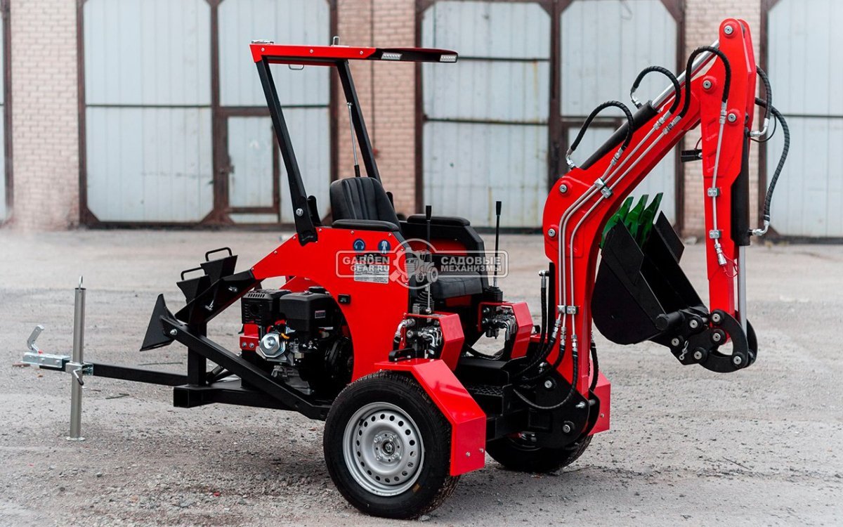 Прицепной экскаватор RED Rhino RBV-08 профессиональная комплектация, Loncin LC2V78FD-2., глубина копания 2,2 м., ковш 250 мм., 750 кг.
