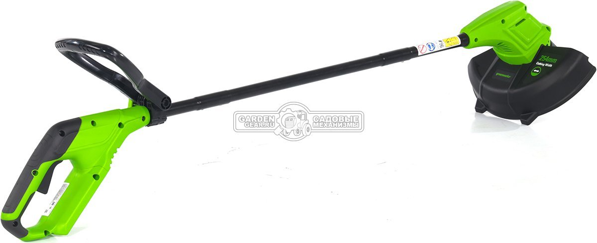 Триммер аккумуляторный GreenWorks G24LT25 с АКБ 2 А/ч и ЗУ (PRC, 24В, леска 1.65 мм один выход, 2.18 кг)
