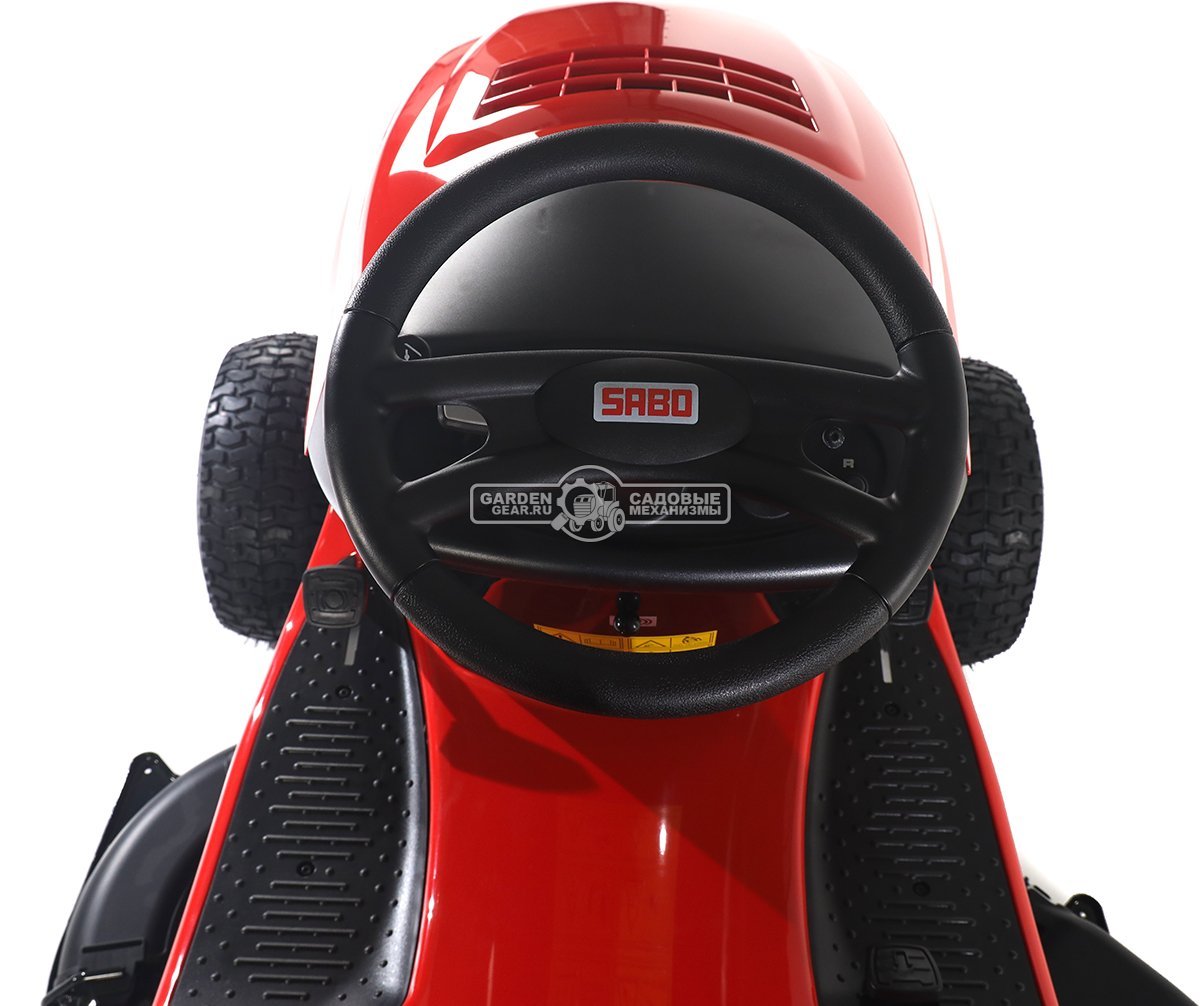 Садовый трактор SABO 110-S (GER, Sabo V-Twin, 708 куб.см., гидростатика, боковой выброс, мульчирование, ширина кошения 110 см, 234 кг.)