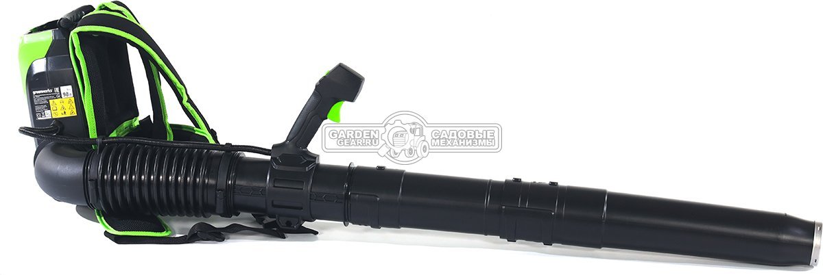 Воздуходувка аккумуляторная ранцевая GreenWorks GD60BPB без АКБ и ЗУ (PRC, BL 60В, 225 км/ч, 15 м3/мин, 3.8 кг)
