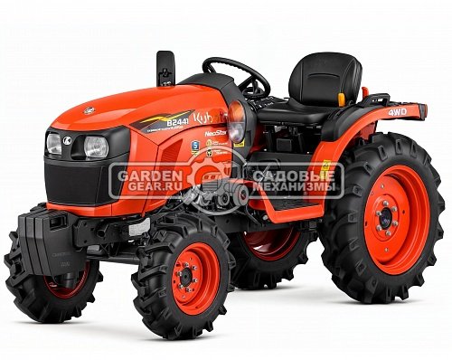 Минитрактор Kubota B2441 NeoStar (IND, Kubota 1261 см3, дизель 3 цилиндра, 24 л.с., колеса 7х12 / 8.3х20, механика 9/3, 850 кг)