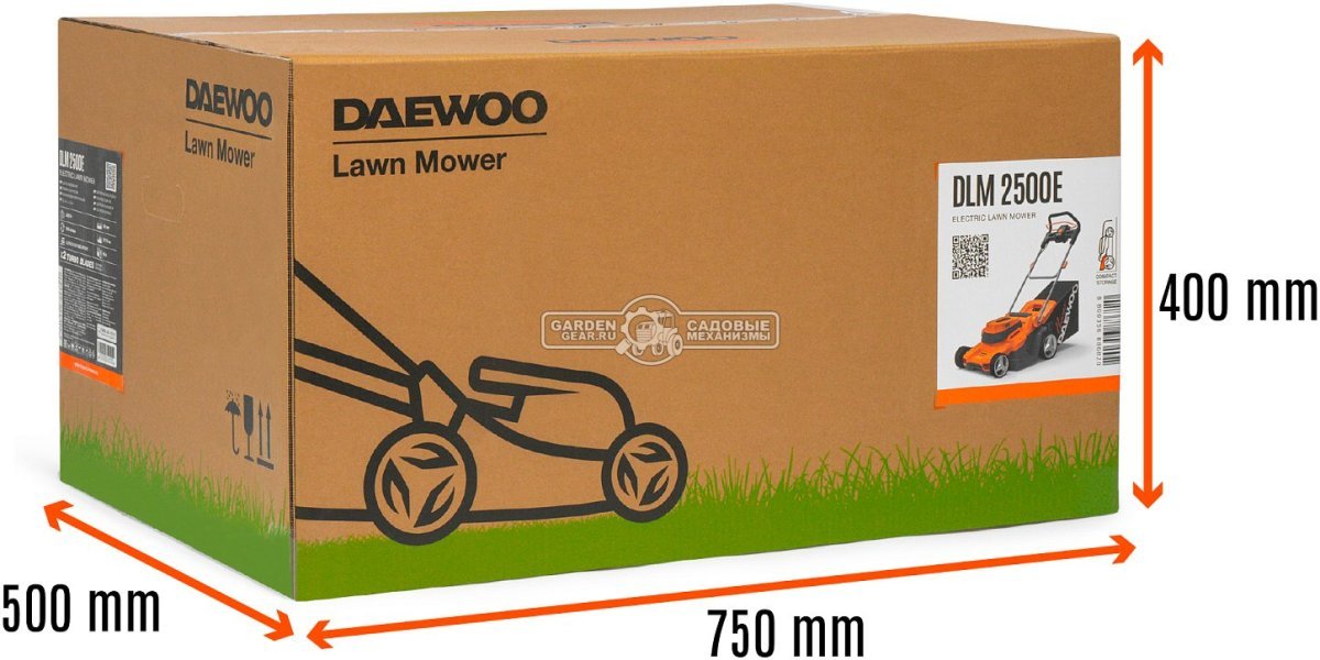 Газонокосилка электрическая Daewoo DLM 2500E (PRC, 2500 Вт, 50 см, ABS пластик, мульчирование, 60 л, 18.2 кг)