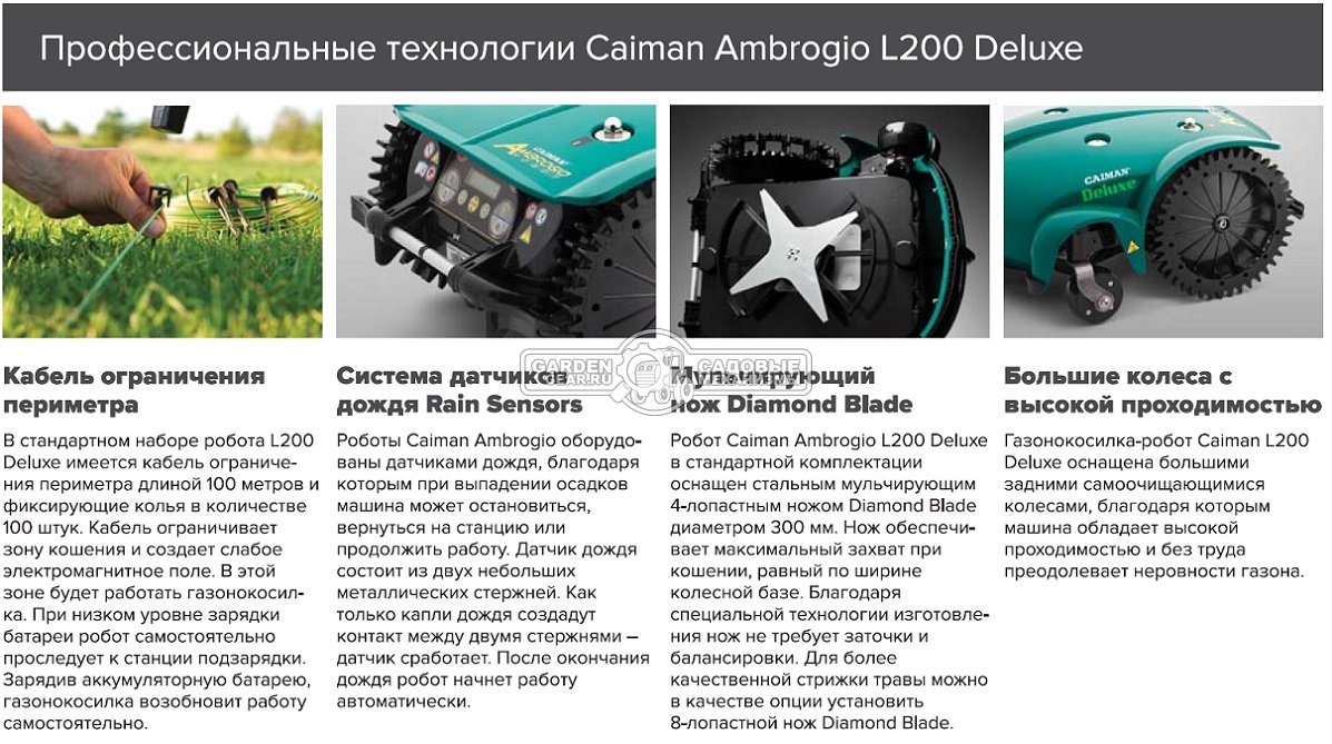 Газонокосилка робот Caiman Ambrogio L200 Deluxe (площадь газона до 2500 м2)