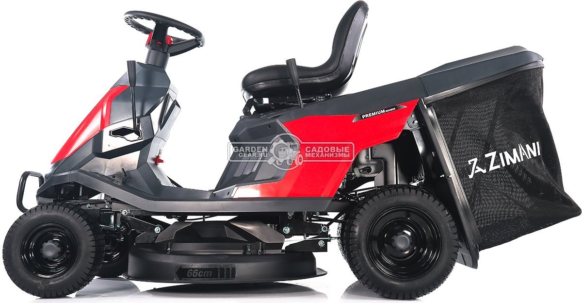 Садовый минирайдер ZimAni RDHE 66 RED (PRC, 225 куб.см., гидростатика, фара, травосборник 150 л, ширина кошения 66 см, 128 кг)
