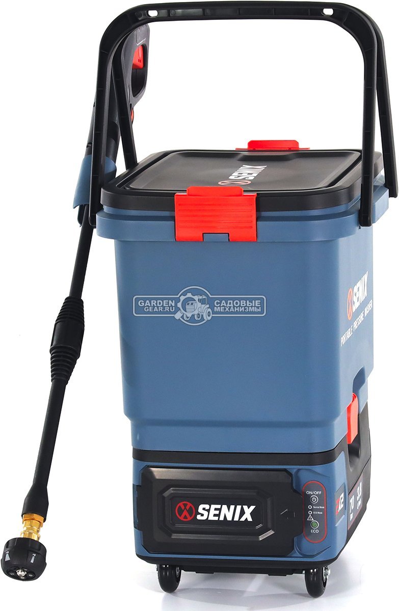 Аккумуляторная мойка высокого давления Senix HPWX2-M2-EU с 2 АКБ 5 А/ч и ЗУ (PRC, BL 2x20В, 60/45 бар, 288 л/ч, емкость 25 л., 10 кг)