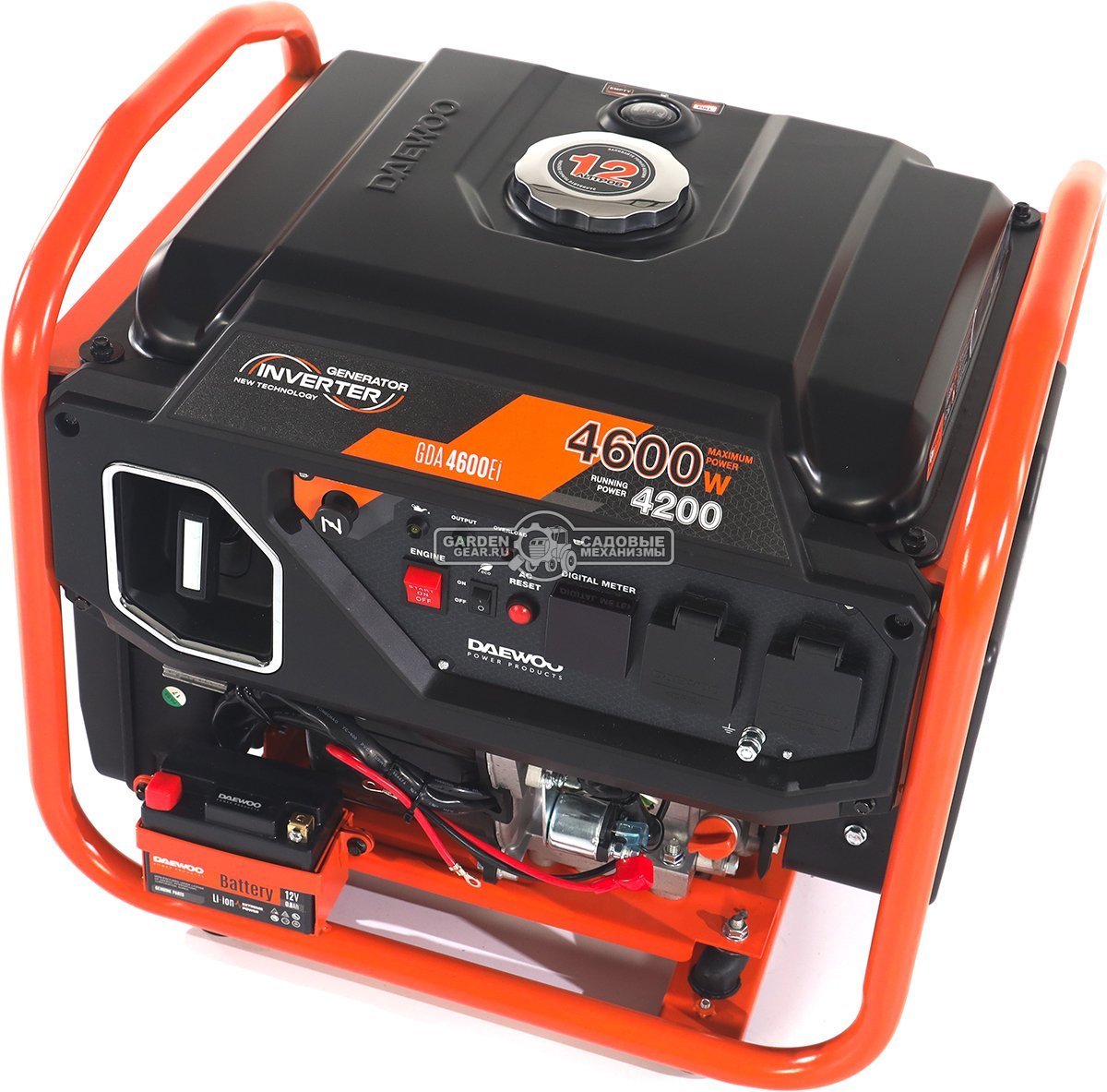 Бензиновый генератор инверторный Daewoo GDA 4600Ei с электрозапуском (PRC, Daewoo, 236 см3, 4,2/4,6 кВт, 12 л, рама, 35 кг)